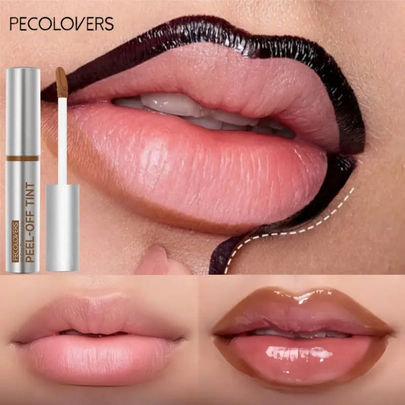 1PC Peel-Off Matte Lip Gloss - Moisturizing, Waterproof, Long-Lasting Tear-Off Lip Tint Stain in Sexy Red Brown Shades for All Light Beige Types