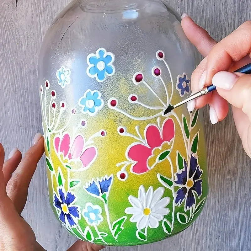 12-color glass painting pigments (with brushes), professional painting pigments, handmade creative decorative paintings, Art Materials, suitable for glassware, wine glasses, windows, stones, plastic graffiti - the best choice for holiday gifts