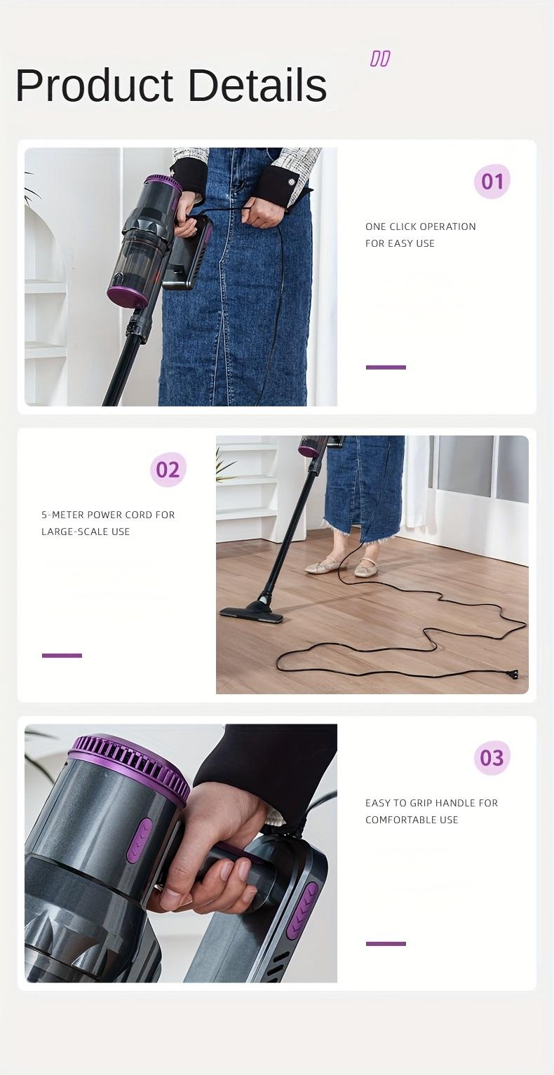 Compact And Lightweight Upright Vacuum Cleaner, Equipped with Multiple Suction Head Attachments, Offering a Powerful Suction of Up to 18000PA, Ideal for Carpets, Hard Surfaces, And Pet Hair