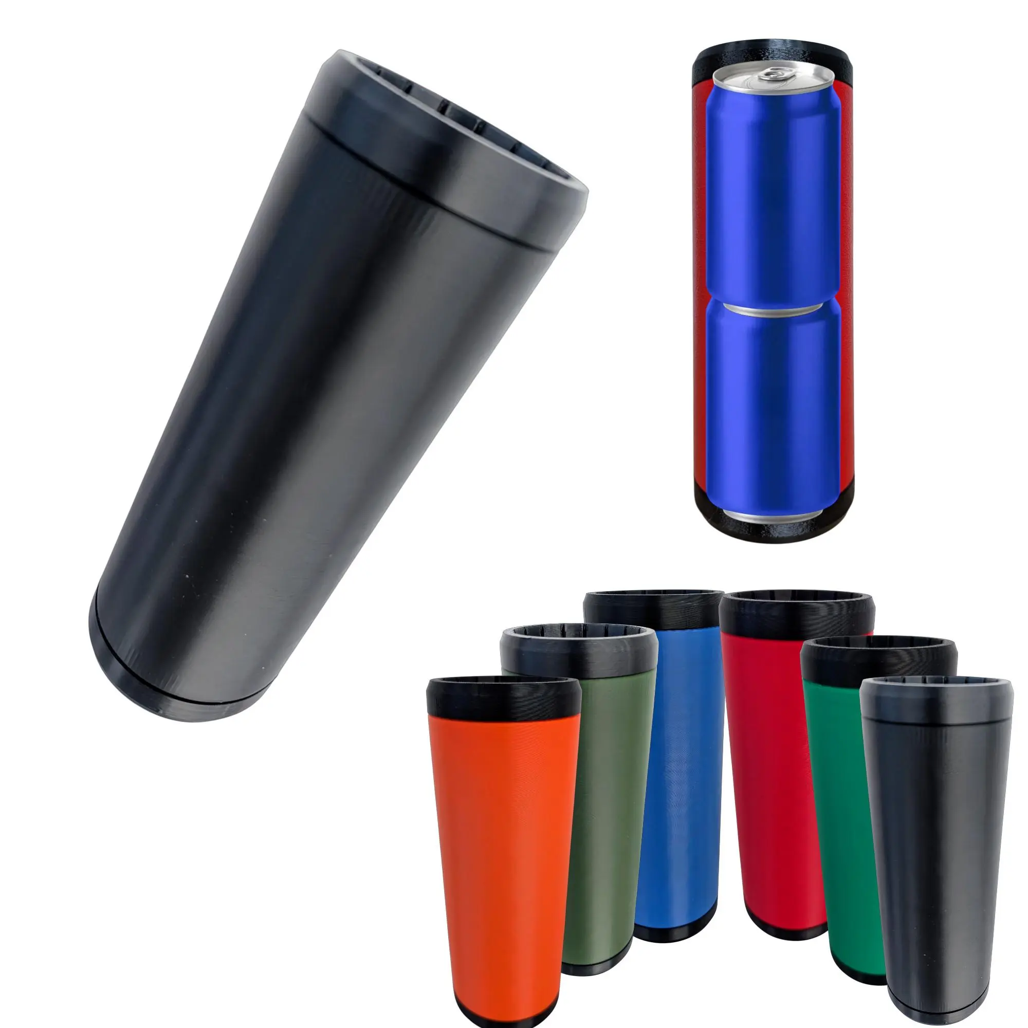 Tactical Reload Can Cozie, Drinkware - Double Stacked 12oz 3D Printed Dual Drink Holder - Quick Swap Top Load No Dent Protection Sleeve for Beer Soda Tailgating Camping BBQ Festivals Parties - Holds 2 Cans - Made in USA