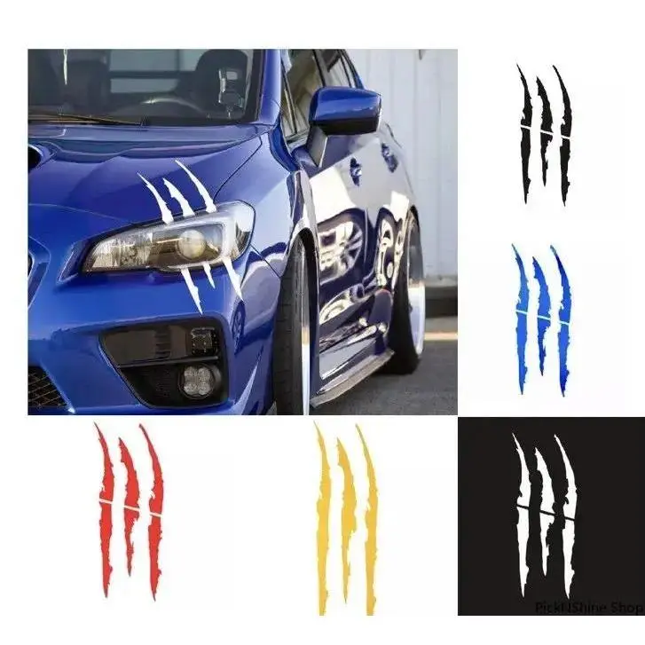 Reflective Monster Claw Scratch Stripe Car Sticker - Water-Resistant Cut-to-Appropriate-Length Vinyl Decal, Automotive Exterior Accessory for Cars & Trucks (Fits Bumper/Headlights)