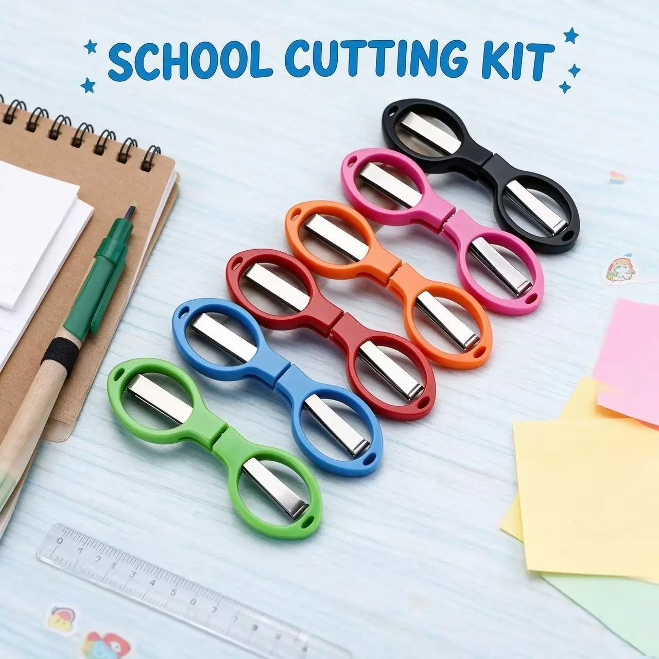 Set of 10 Mini Folding Scissors, Stainless Steel with Plastic Handles, Portable for Travel, School, Office, Crafts, Random Colors