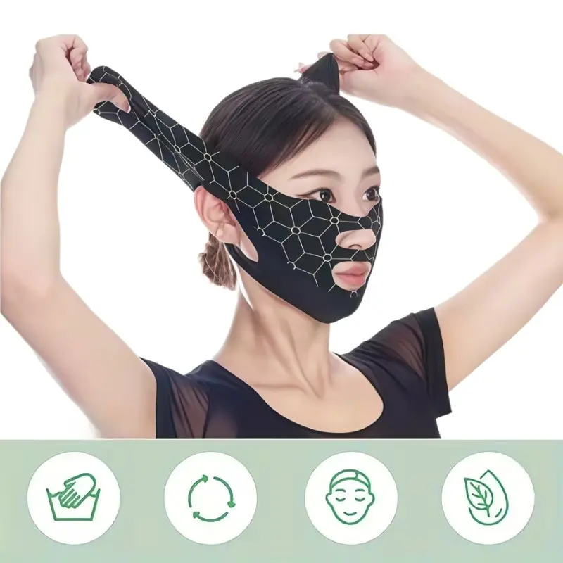 Adjustable V-Shape Face Lifting Strap, Breathable Reusable Chin and Cheek Elevator, Targeted Support Design, Comfortable All-Day Wear