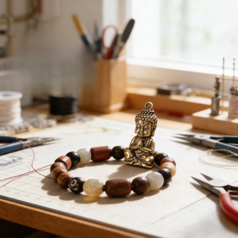 Brass Buddha Pendant Keychain, Mini Handcrafted Lucky Amulet Figurine, Portable Religious Protection Charm for Daily Carrying Bags Keys and Everyday Wear