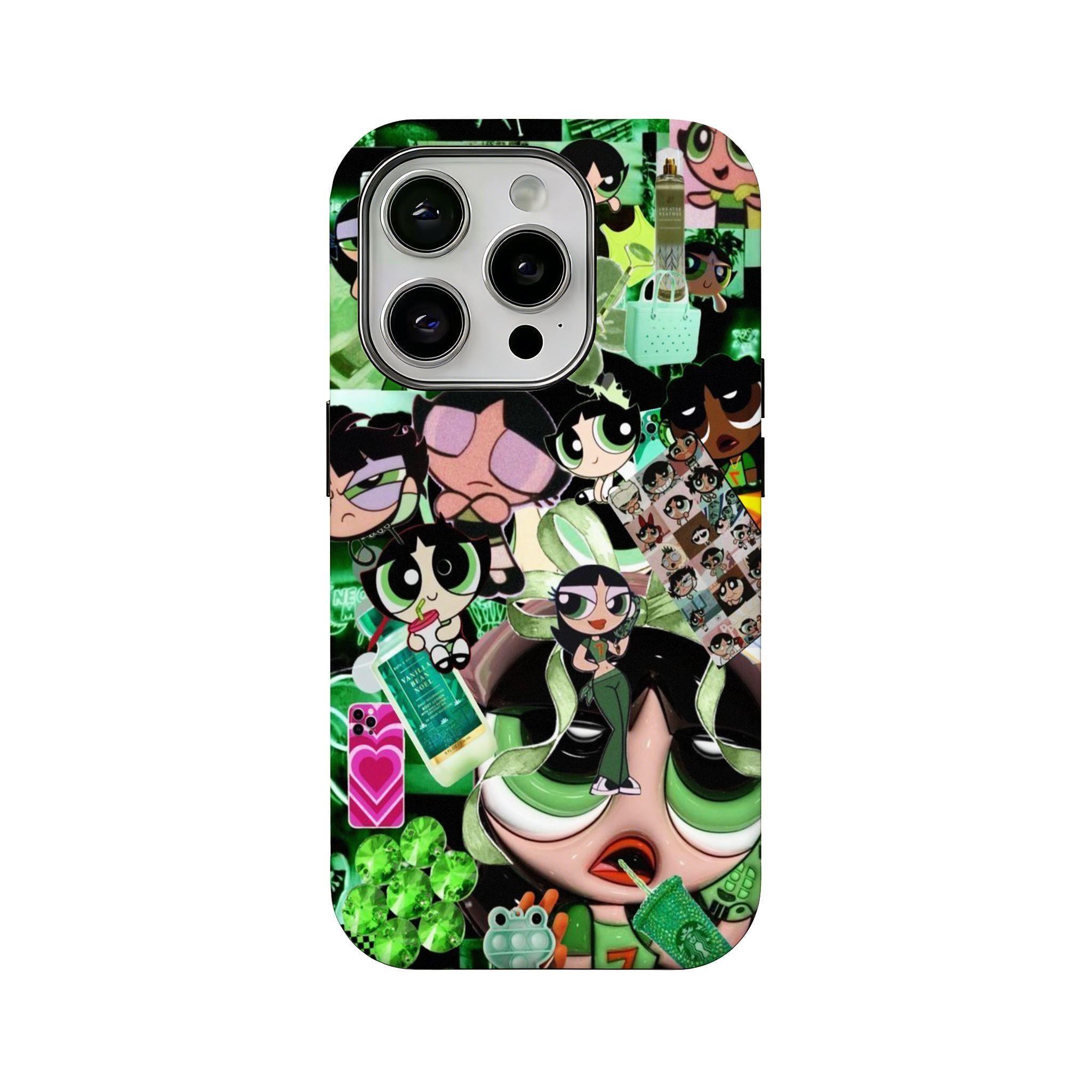 Cool & Cute "Powerpuff Girls" Puzzle-Patterned Film-Style Phone Case — Compatible with iPhone 17/16/15/14/13/12 — Drop-Resistant Hard Case with HD Printing & Durable Protection