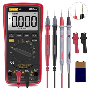 2026 Auto Ranging Digital Multimeter TRMS 6000 with Battery Alligator Clips Test Leads AC/DC Voltage/Account,Voltage Alert, Amp/Ohm/Volt Multi Tester/Diode (Red)