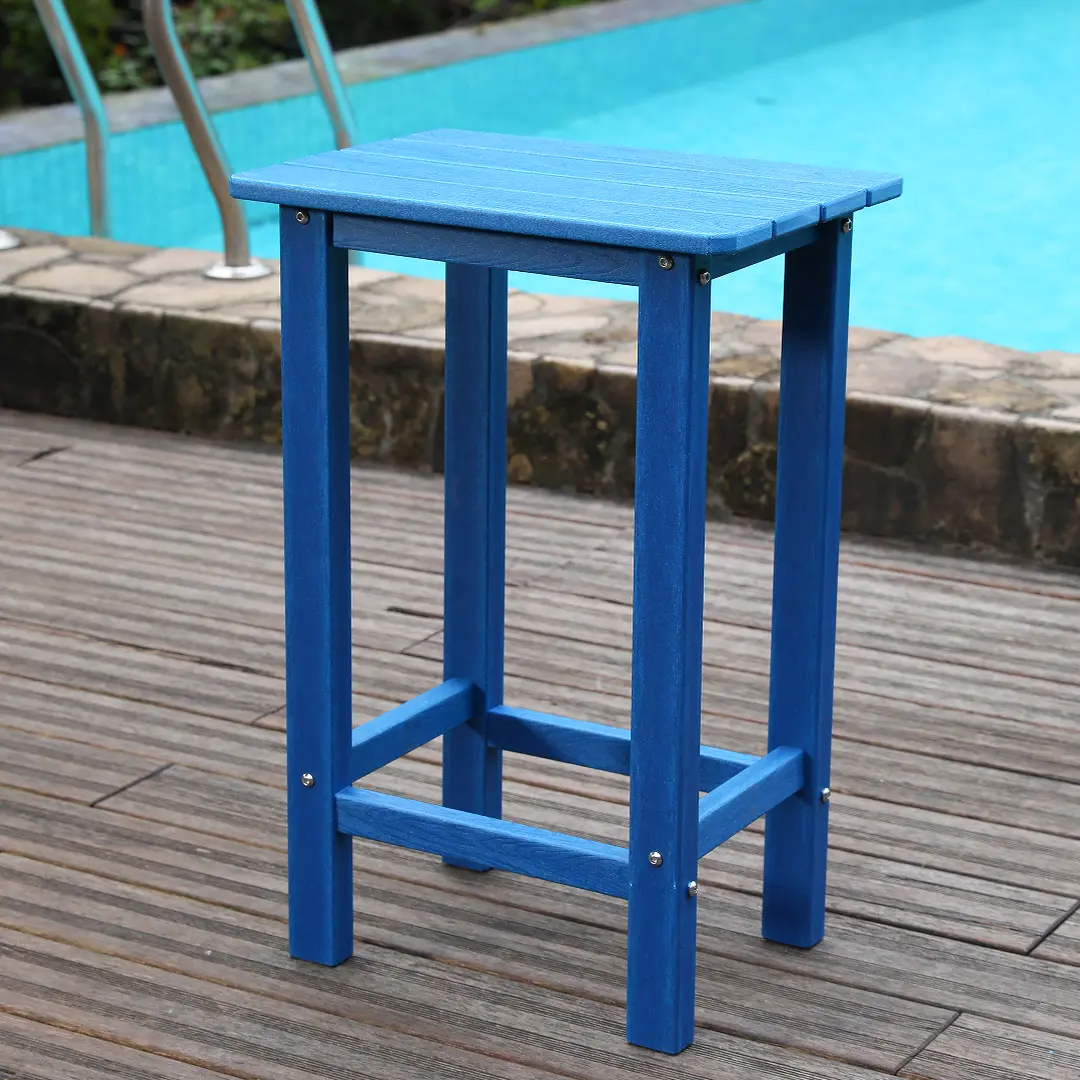 ARCH HDPE Plastic Armless Contemporary Outdoor Dining Bar Chair - Navy Blue, Waterproof, Corrosion-Resistant, All-Weather, Stackable Sturdy Heavy-Duty Durable Exterior-Facing Single Seat for Restaurant, Home Bar, Patio, Sturdy Plastic Chairs