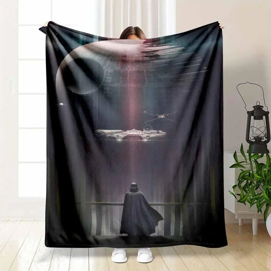 Fade-Resistant Polyester Cooling Flannel Blanket - Space Battle Galaxy Starship Print, Multi-Room Home Decor Throw, Homegoods Futuristic Gift Item