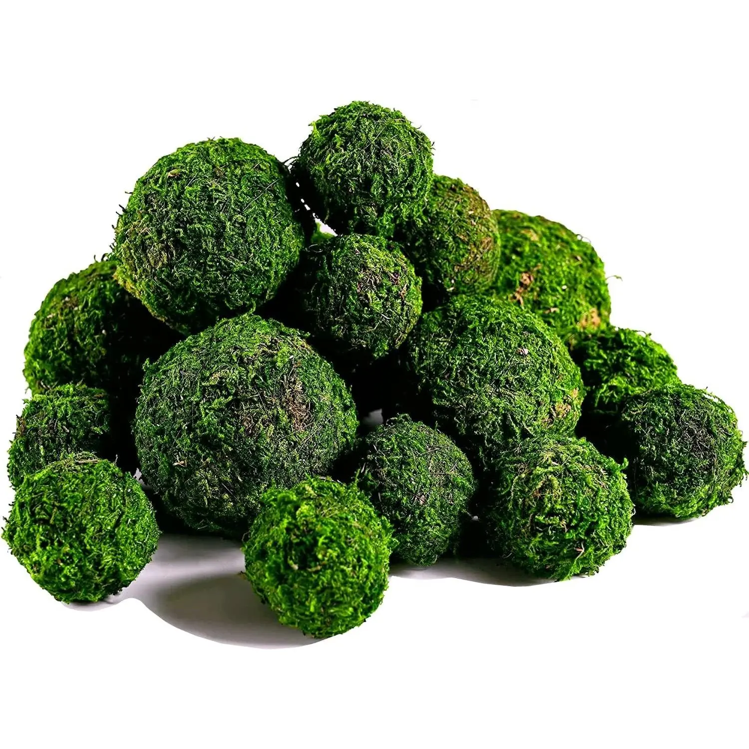 Moss Balls, 18 PCS Decorative Balls for Centerpiece Bowls - 6pcs 3.2" Natural Dried Balls+ 12pcs 2" Green Moss Balls Vase Bowl Filler (Set of 18)