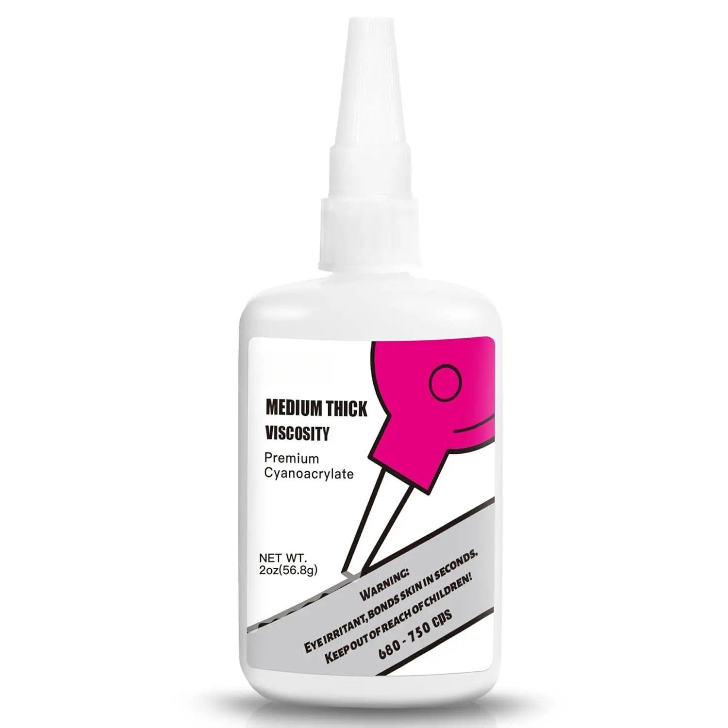 Cyanoacrylate (CA) Super Glue by ,  CA Adhesive 2 oz, Medium Thick, 750 CPS Viscosity Cyanoacrylate Adhesive for Plastic Repair, , Boat Model, Metal & Glass, 2 ounce