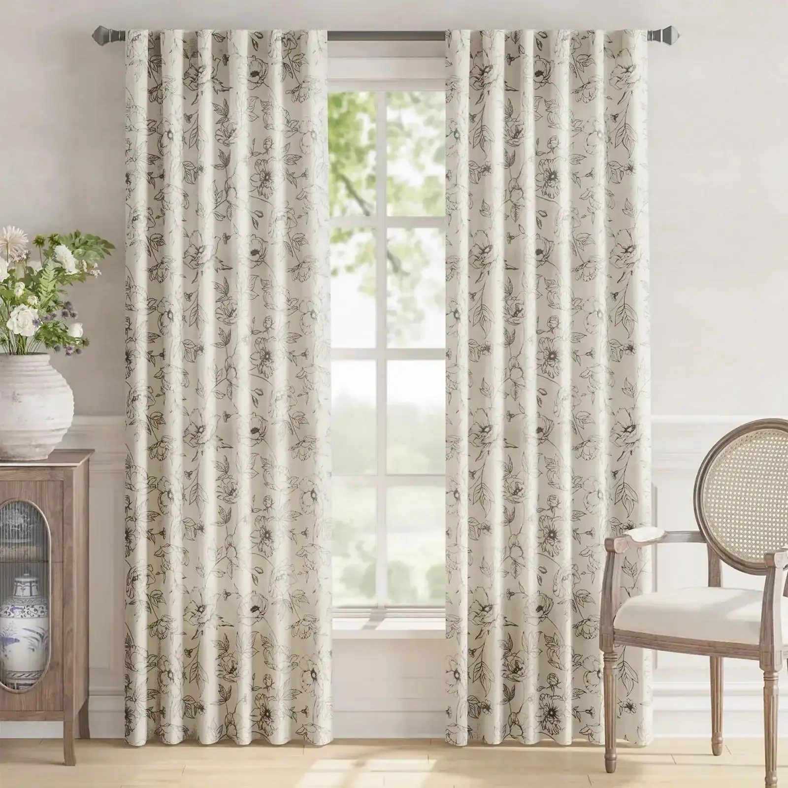 Floral Linen Curtains