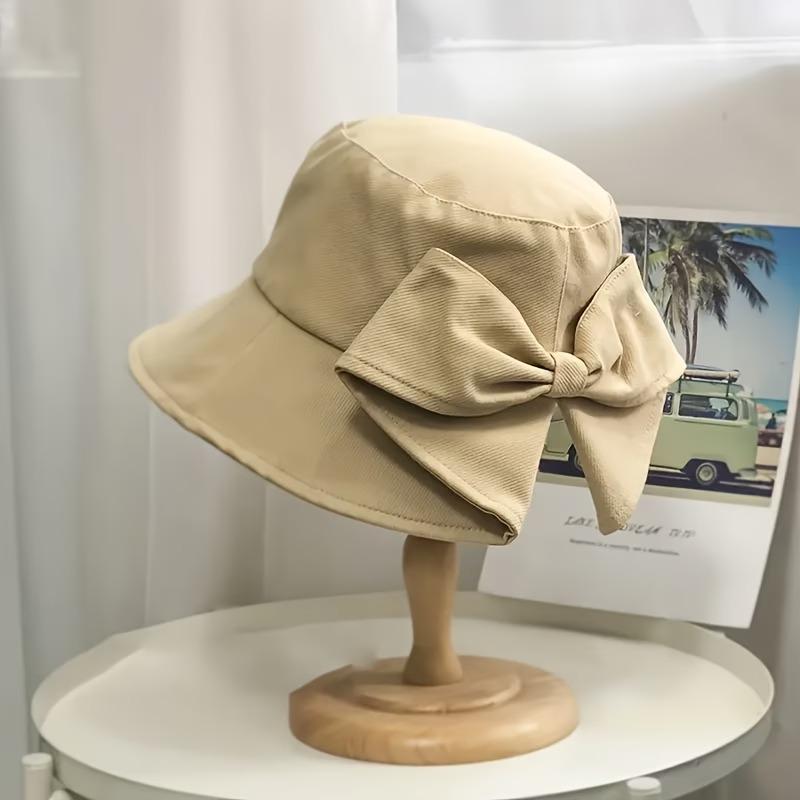 2Pcs Lightweight Breathable Bow Accent Bucket Hat | Casual Versatile Japanese Style Wide Brim Sun Hat, Foldable & Packable Trendy Spring Summer Headwear