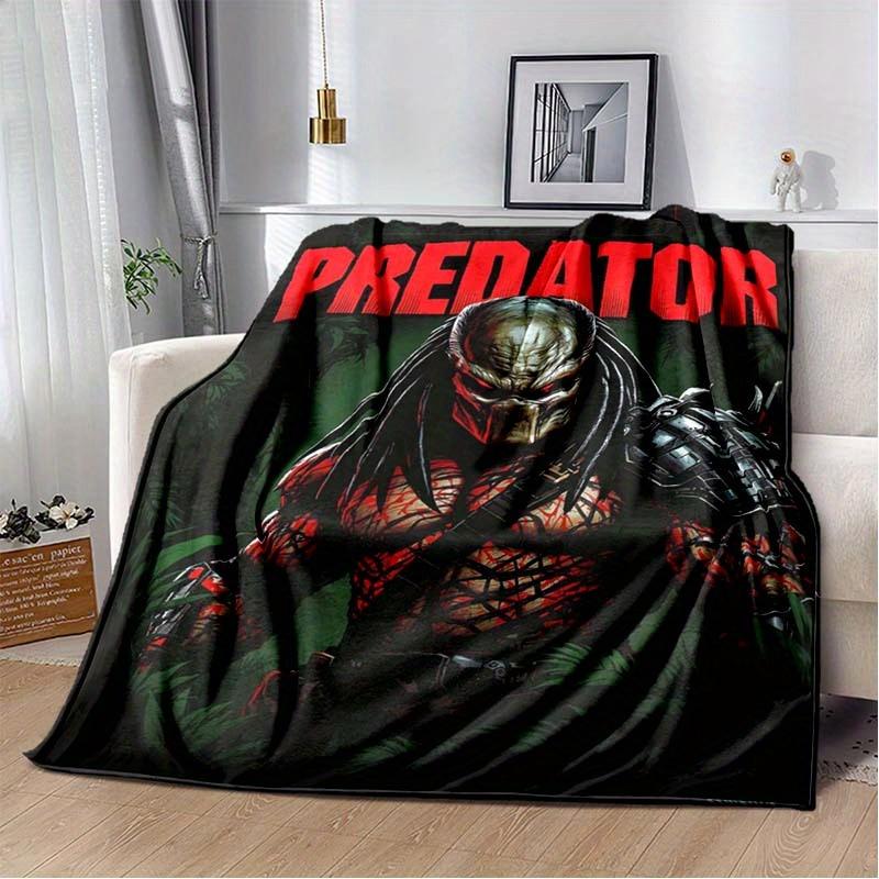 [Predator Flannel Blanket] Predator-Inspired Flannel Throw Blanket - Digital Print, Soft Polyester, All-Season Comfort for Home, Office, Travel, and Outdoor Use - Ideal Gift for Movie Fans-280GSM