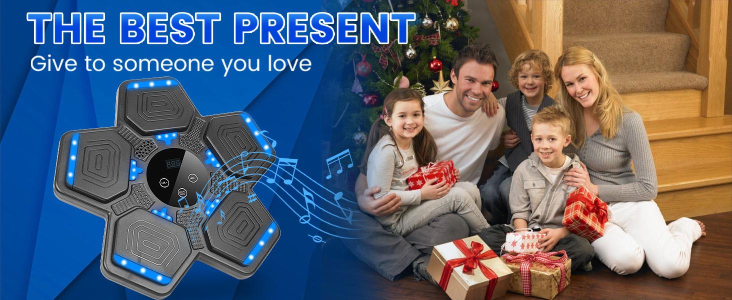 Smart Music Boxing Game Kids: Bluetooth Wall Mounted Punching Pad with 5 Hitting Targets - Family Indoor Activity Fitness - Ages 6-12 Boys Girls Birthday Gifts Including Boxing Gloves