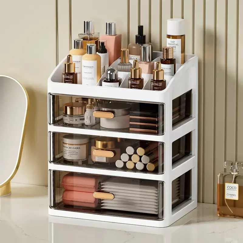 Desktop Multi-Layer Cosmetic Organizer Box, Transparent Drawer Storage Box, Large Desktop Organizer, Data Cable Holder