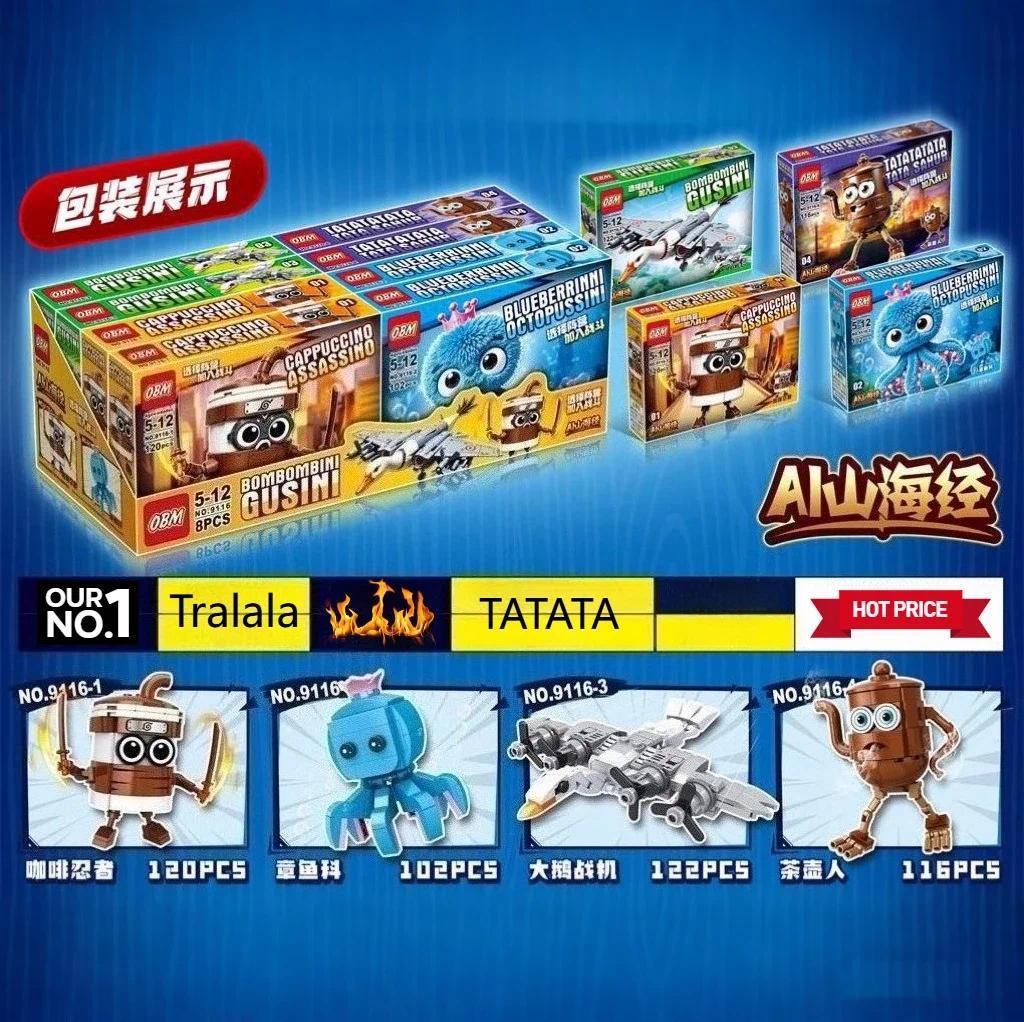 Moc Cappuccino Assassino Tung Tung Tung Sahur‌ Figure Assembled Toy Italian Brainrot  Kids Building Blocks Blind Box Toys Gifts