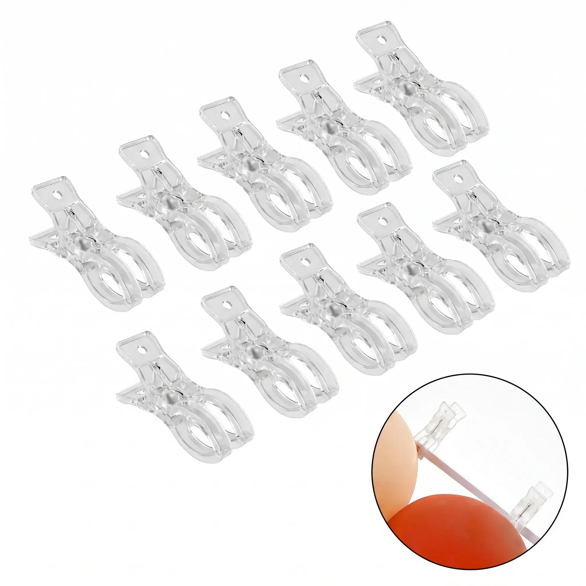 10-Pack Large Balloon Arch Clips, Transparent Plastic Spring Clamps, 3.5-Inch Heavy-Duty, Ideal for Birthday Decor, Decorations, DIY, Photography Studio, Father's Day Gift