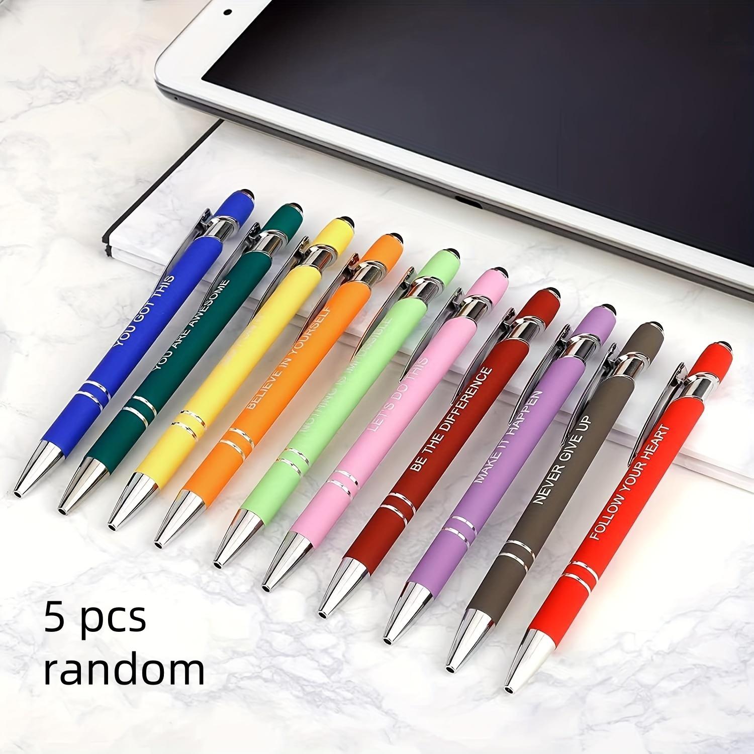 Inspirational Metal Pens Bulk Pack, Handwriting Nib Motivational Ballpoint Pens, Ink Fun Office Supplies Gift for Women Colleagues, Multicolor Pens