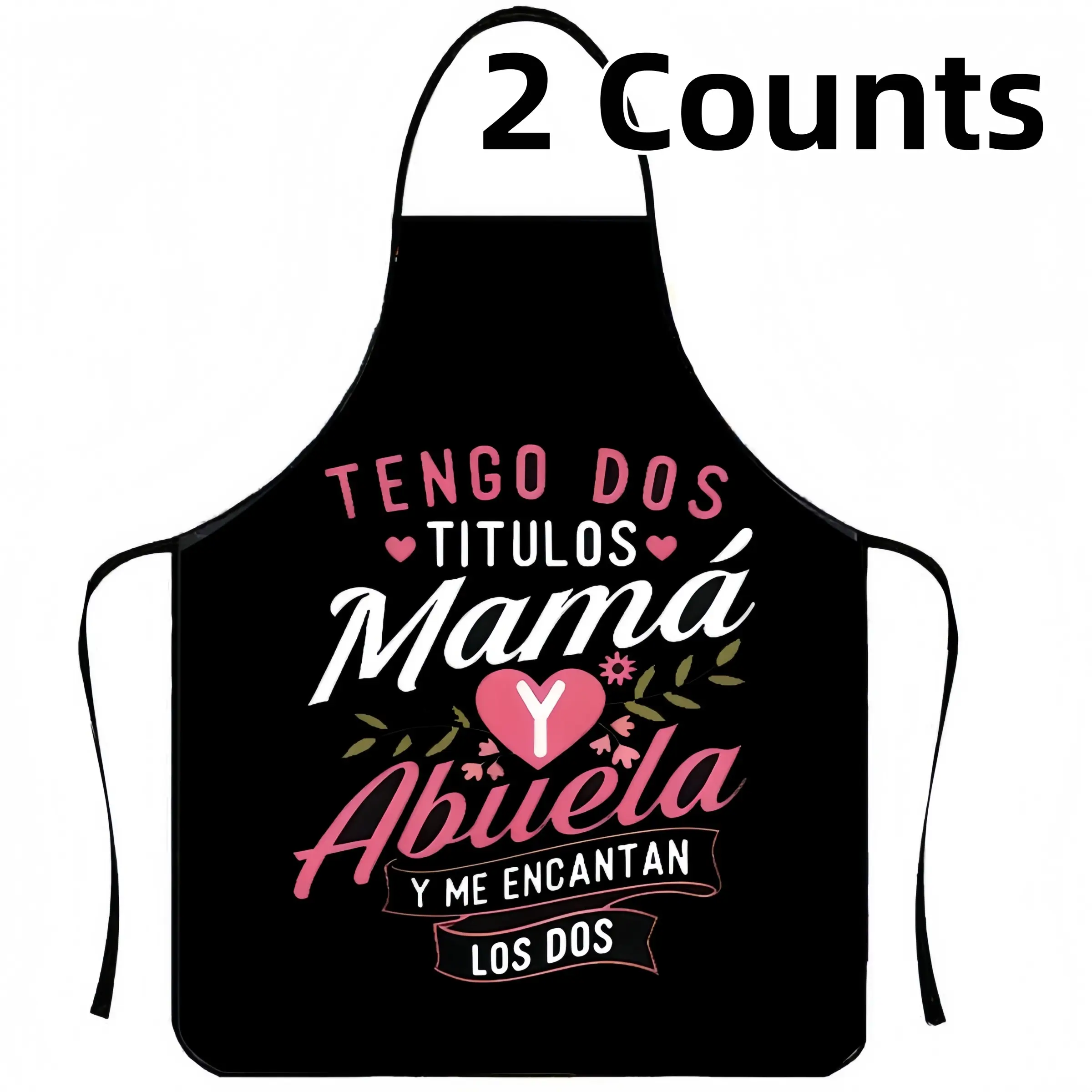 Grandma&Mom Apron Set,2-piece Set Polyester Apron for Women,Cleaning Tool,Nails Design Tool,Spanish Word Aprons,Funny Mexican Style Cooking Apron,Kitchen&Cleaning Essential