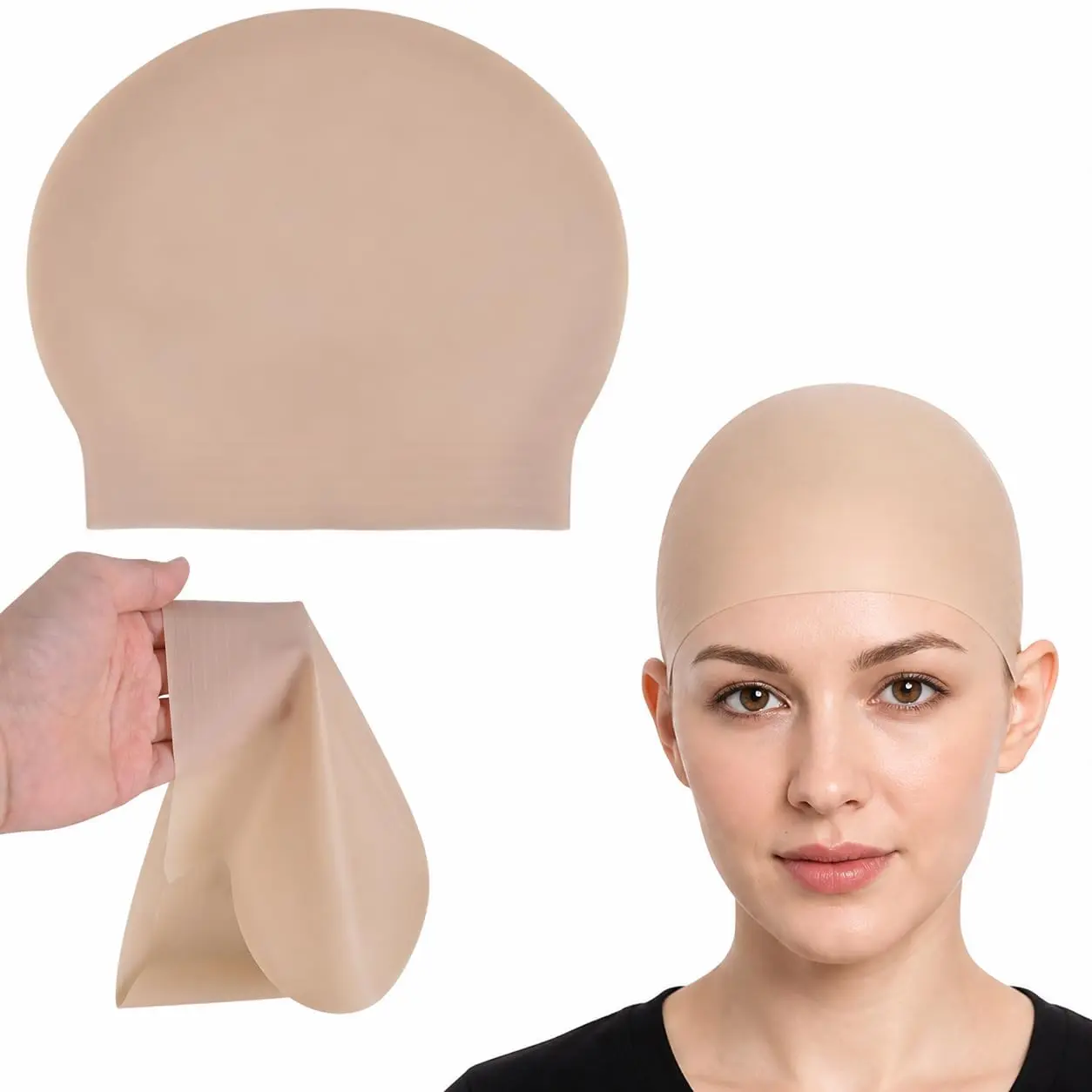 Latex Bald Cap for Adults, Nude Unisex Costume Prop for Halloween Cosplay Clothes Customized