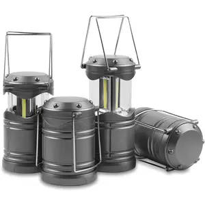 4-Pack Solar LED Camping Lantern, Collapsible Portable Emergency Light & Flashlight, USB Rechargeable Waterproof Power Outage Hurricane Supplies for Home
