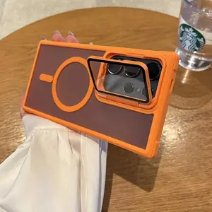 Shockproof Armor Magnetic Phone Case For Samsung S26 Ultra S25 S24 S23 S21 Ultra Plus FE Camera Glass Holder Protection Cover