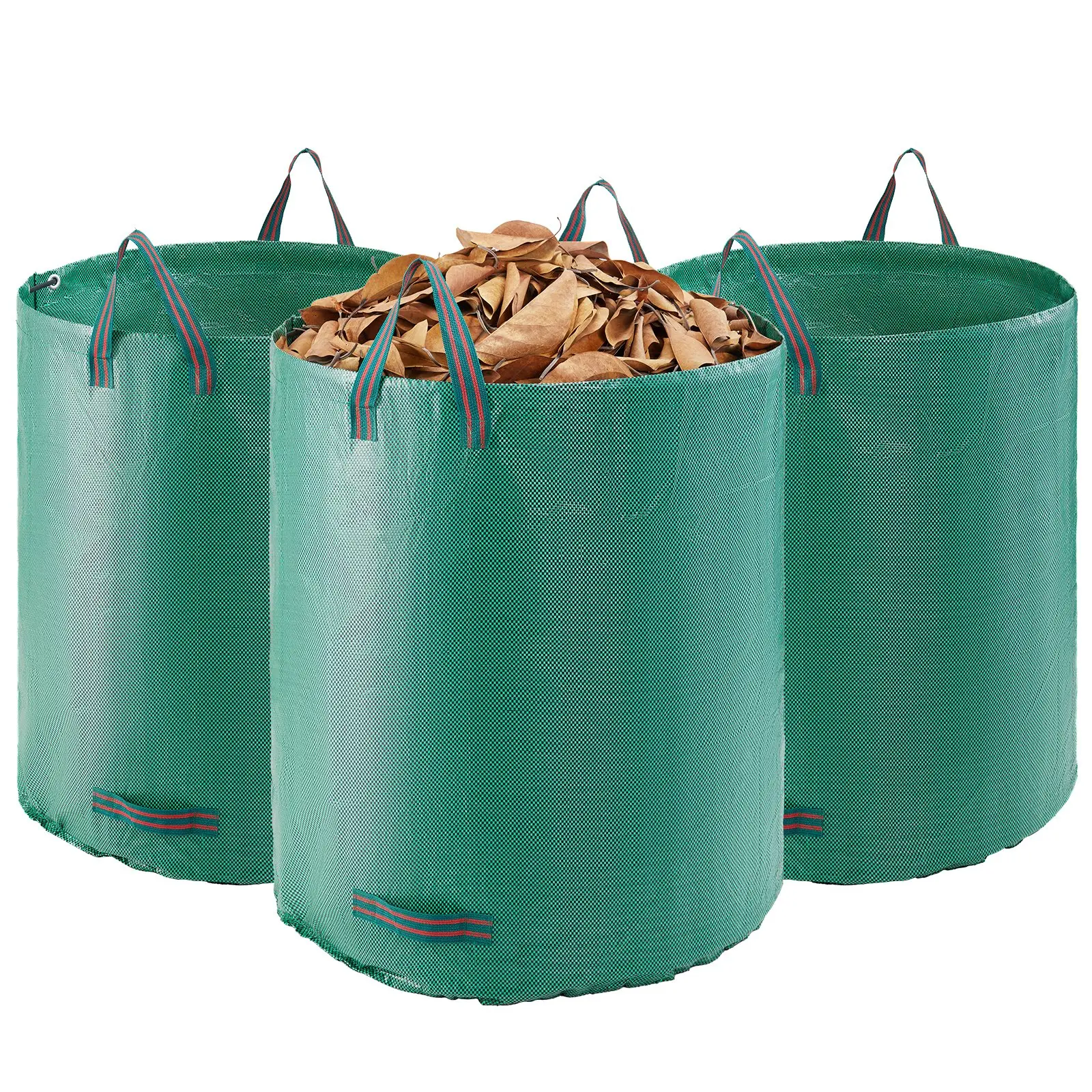 【DealsForYouDays】VEVOR 3-Pack 72 Gallon Reusable Yard Waste Bag, Large Lawn Garden Bags, Heavy Duty Collapsible Garden Leaf Trash Container, Stand-Up Grass Clipping Bin, with Reinforcement Ring and Handles, 26.4x30 i