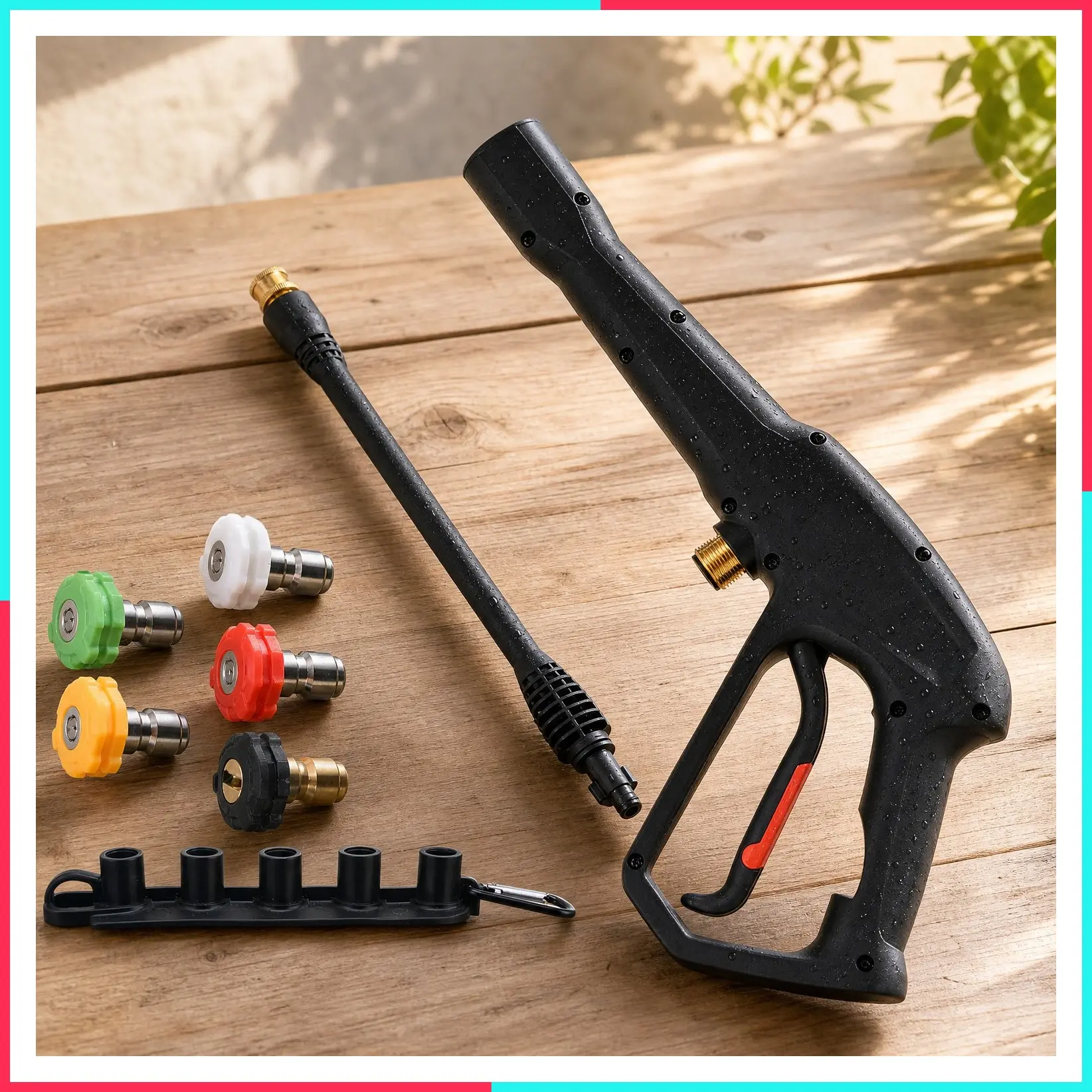Del:Karcher|Del:Ryobi|Del:Powerstroke|Pressure Washer Replacement Gun with Jet Wand and 5 Nozzle Tips | Compatible with Electric Power Washer, M22-14mm Connector, 2000 PSI MAX