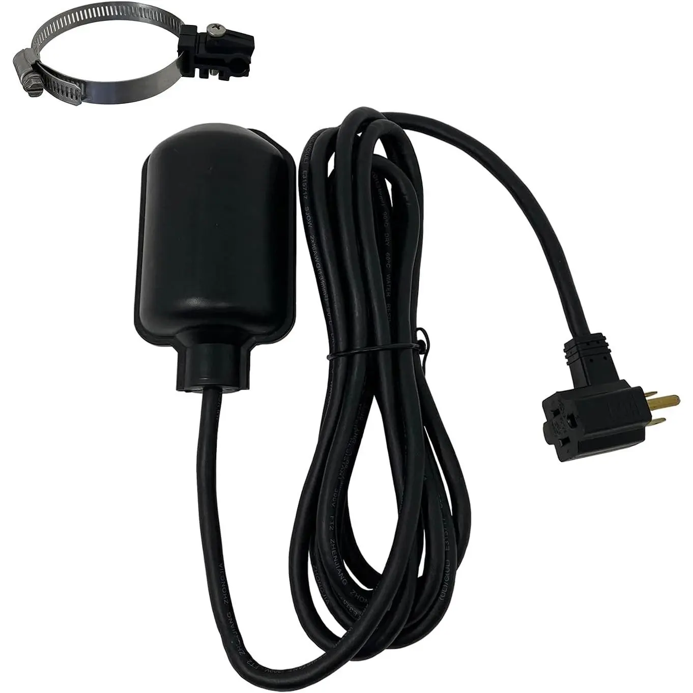 Universal Tethered Float Switch Replacement for Sump Pump with Piggyback Plug, Reliable Water Level Performance for Sewage - 10 Foot Cord