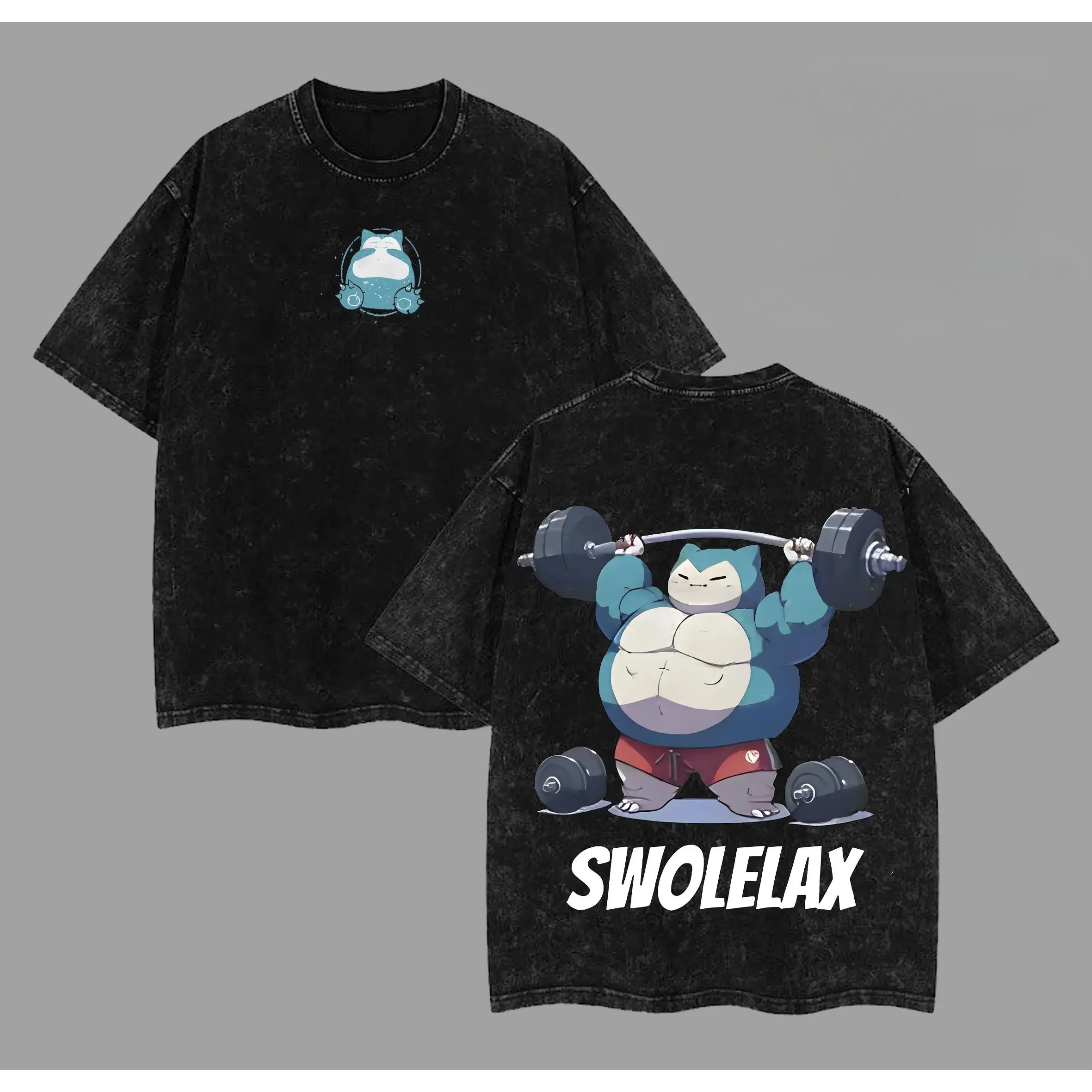 Men's Baggy Retro Soft Short-Sleeve Cotton Round Neck T-Shirt - SwoleLax Gym Graphic, Wrinkle-Resistant Fabric, Muscle Monster Loose Funny Anime Unisex Fitness Apparel, Gift for Anime Fans, Shortsleeve, Distressed, Menswear, Breathable, Vintage, Anime Sty