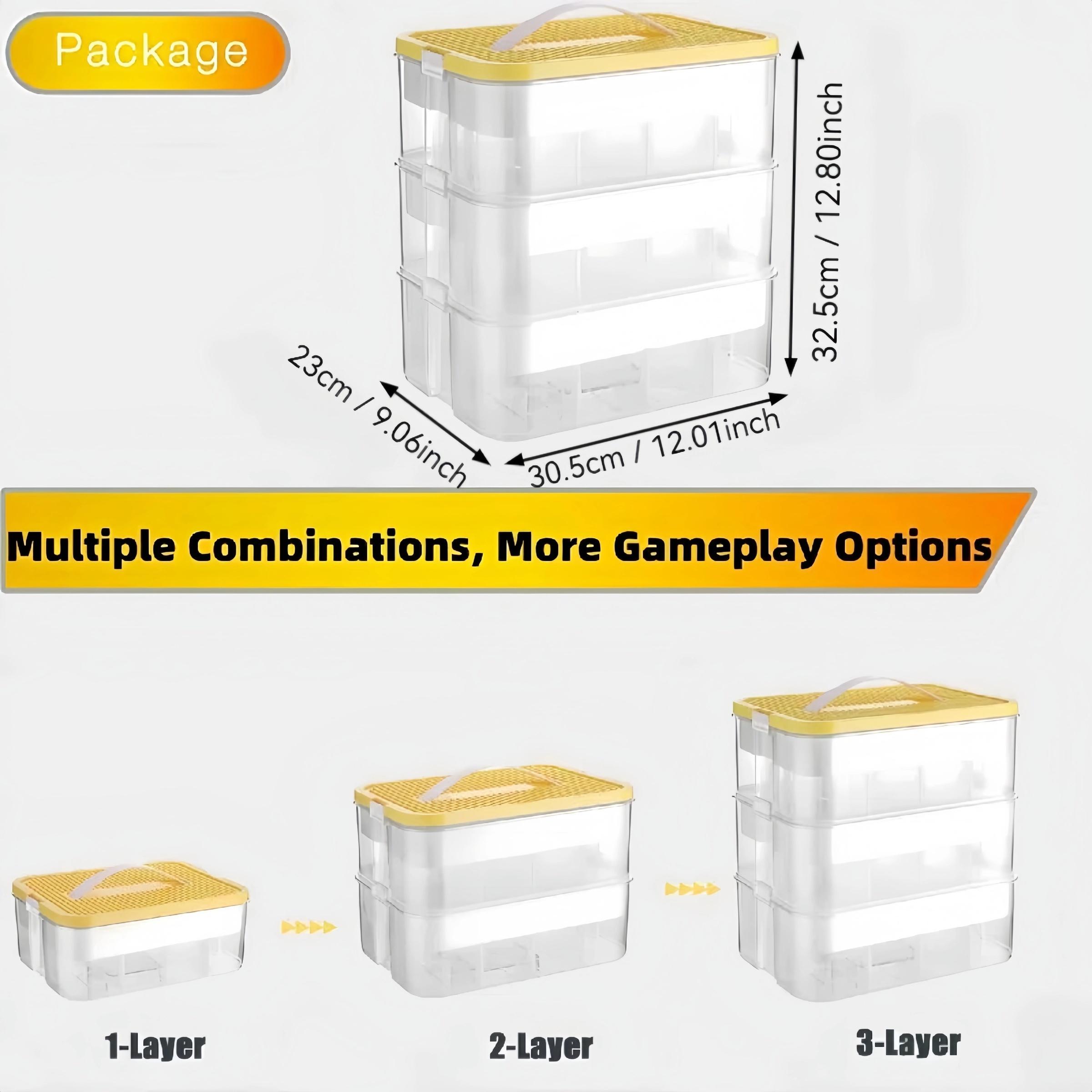 1 large particle building block storage box, super large capacity parts sorting bucket, 3-layer stackable storage box, suitable for home organization, ideal for bedrooms and game rooms, Clear storage box
