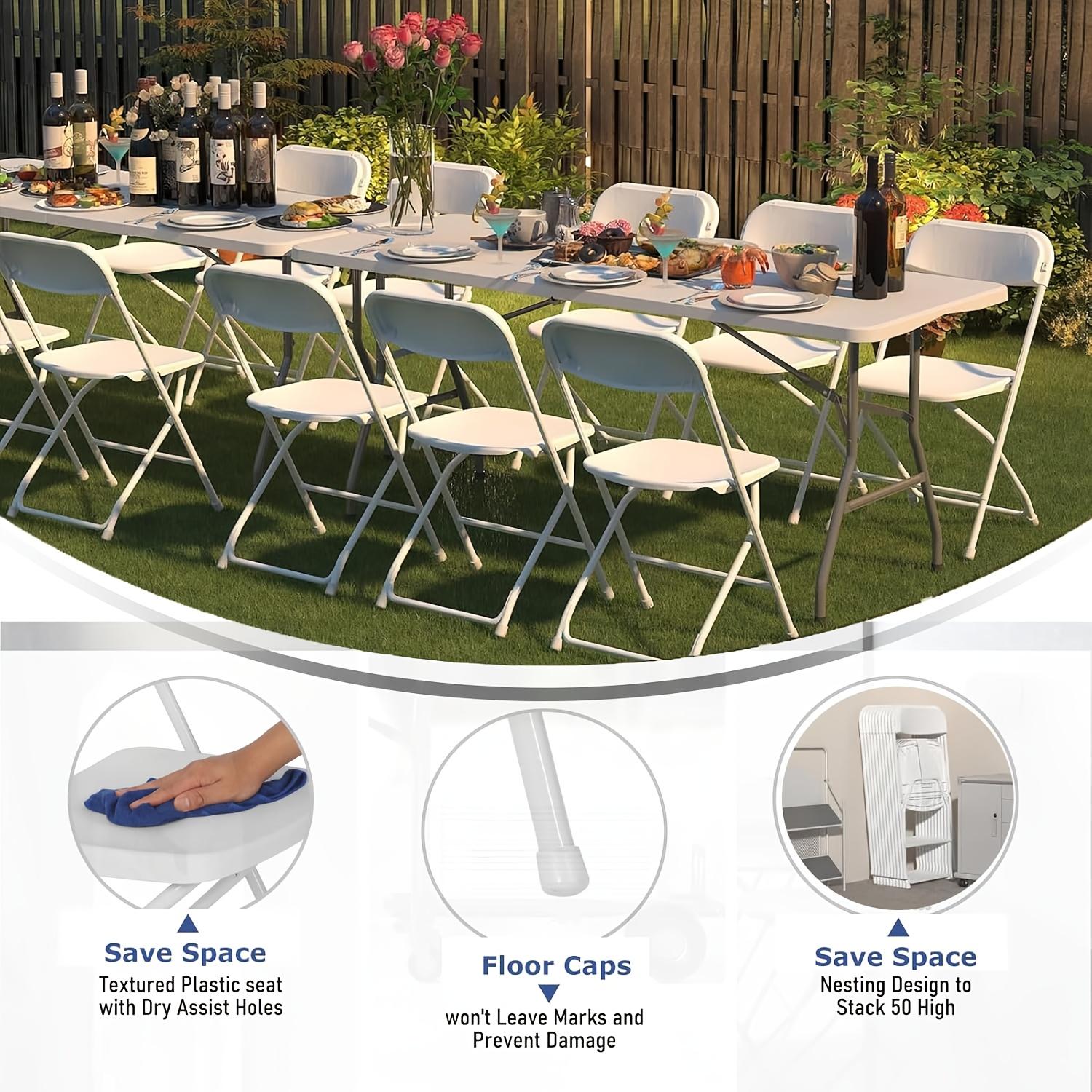12/6/4//2-piece plastic folding chair, stackable commercial white office chair, suitable for home office, wedding party indoor and outdoor event supplies, back-to-school supplies