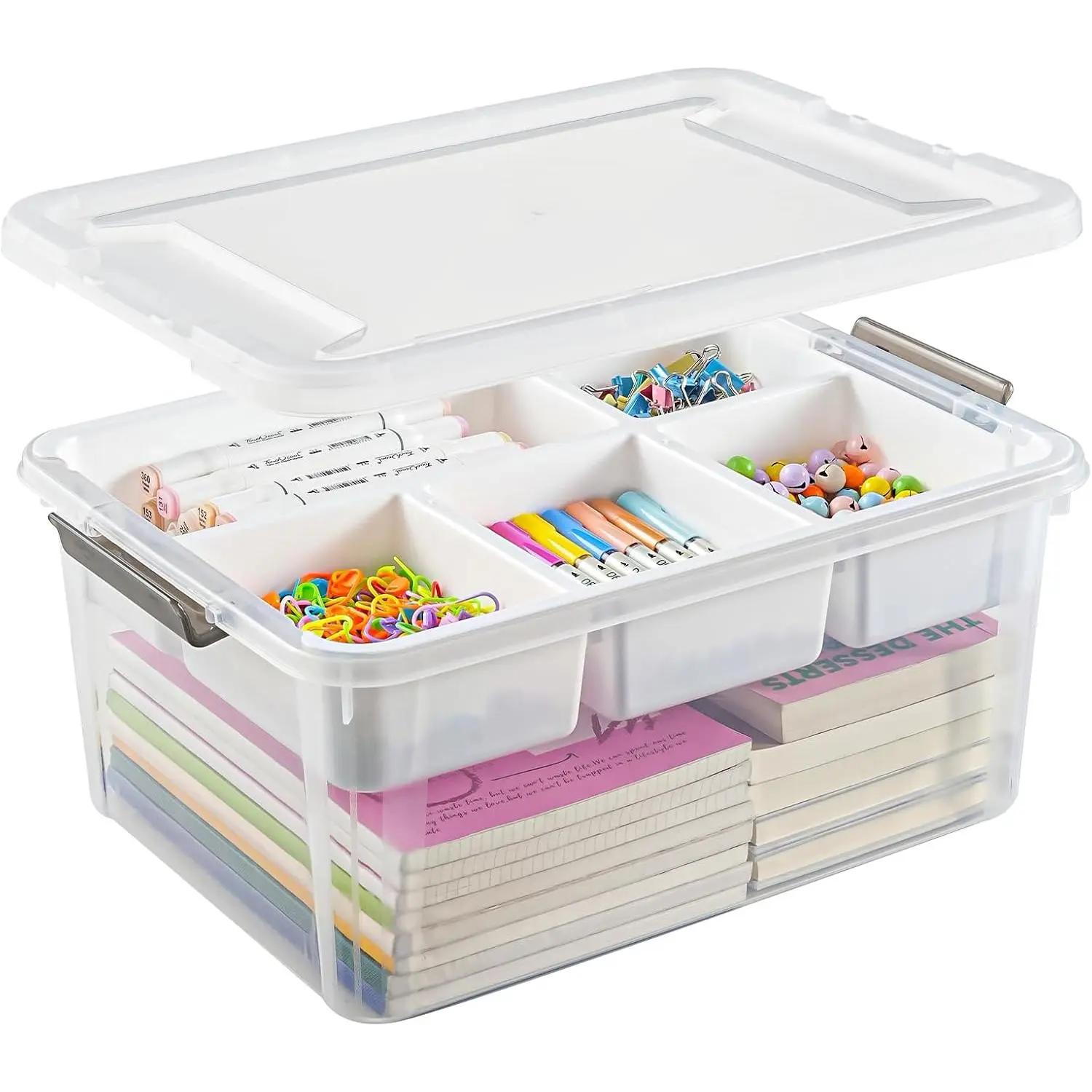 17 QT Stackable Clear Craft Organizers and Storage Box with Removable Tray | art  organizer Bins, Craft Storage Container with  for Organizing Bead, Tool, Sewing, Book, Crayon, Playdoh