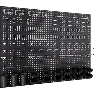 48x36 Inch Metal Peg Board Kit with 1/4" Pegboard Hooks Accessories, 6 count Peg Board Panels and 234 count Black Pegboard Wall Organizer Tool Storage System for Garage Workbench Shed