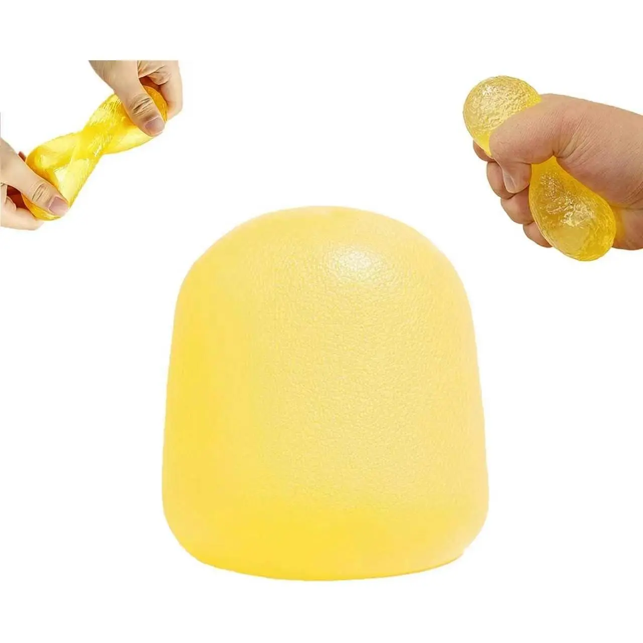 Yellow Soft Silicone Textured Sensory Stress Relief Ball - Latex-Free, BPA-Free Slow Rising Gumdrop Squishy Toy for Kids Ages 3+/12+ & Adults, Squishy Hunting, Comics, Collectibles, Video Games, Science Desk Toy