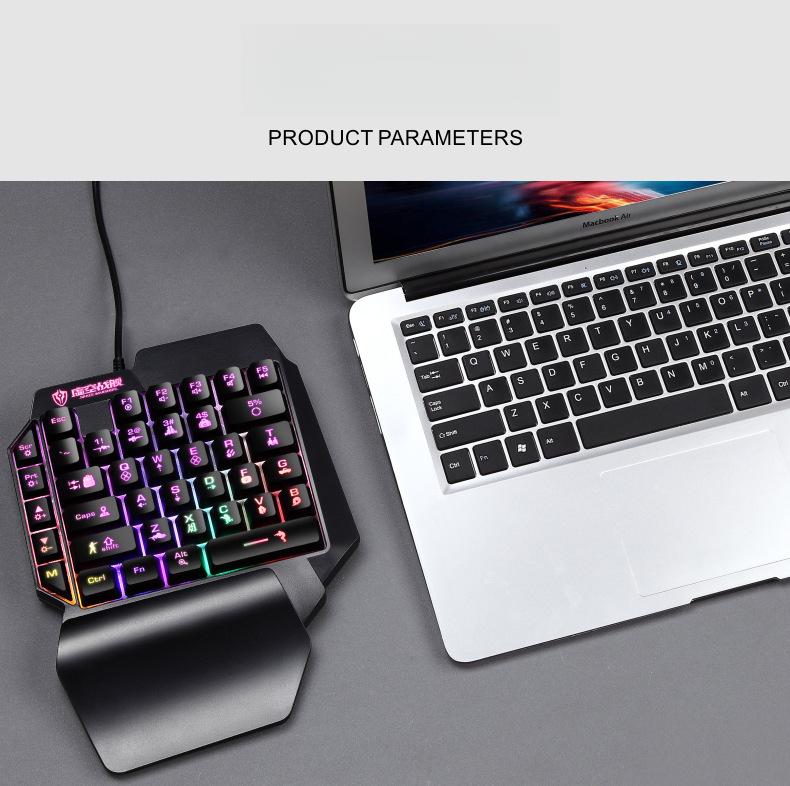 ZRTF F6 Single Mobile Phone Glowing Gaming Keyboard,Supports for Android System, PUBG Keyboard Connect to Mobile Phone King of Glory Left Hand Keyboard  for Android not ios