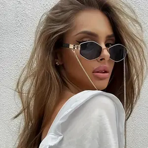 Fashion Chain Glasses, Women Irregular Frame Glasses, Versatile Decorative Eyewear, Ladies