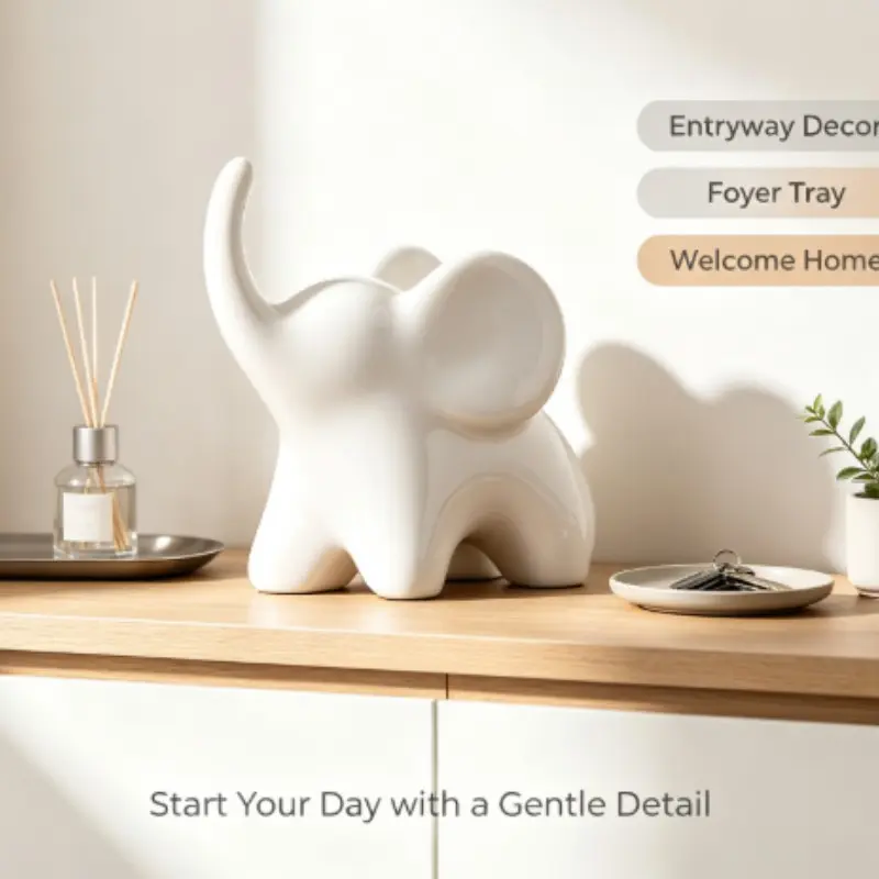 Ceramic Elephant Ornament, Creative Home Decor, Modern Minimalist Entryway Wine Cabinet Office Desk Decoration, Small Elephant Sculpture