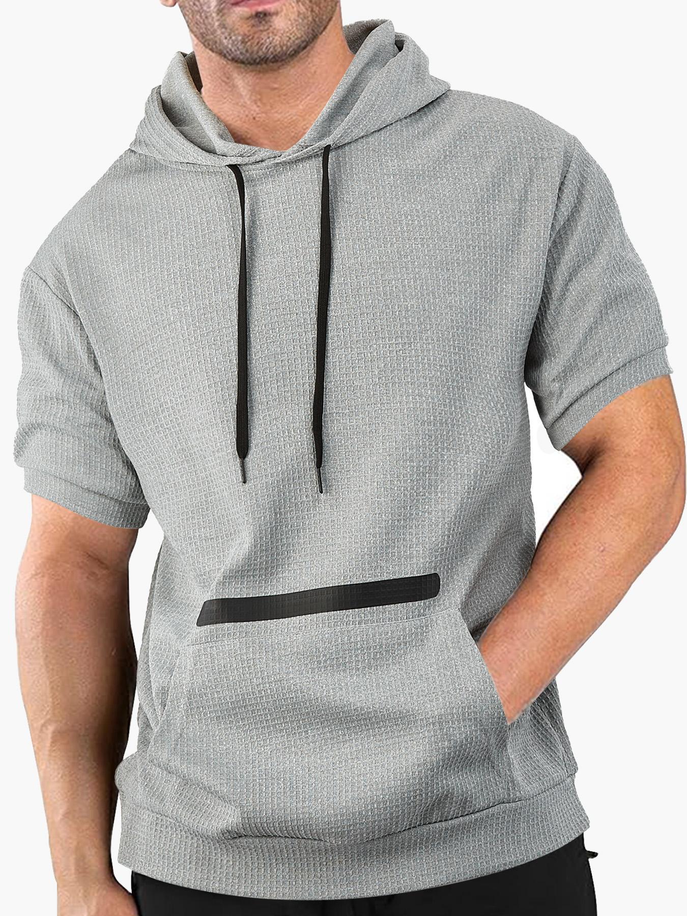 Men's Regular Fit Hoodie Tee, Casual Comfy Hooded Short Sleeve T-Shirt for Summer, Fashion Menswear Men's Top for Daily Wear