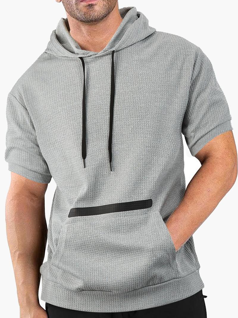 Men's Regular Fit Hoodie Tee, Casual Comfy Hooded Short Sleeve T-Shirt for Summer, Fashion Men's Top for Daily Wear