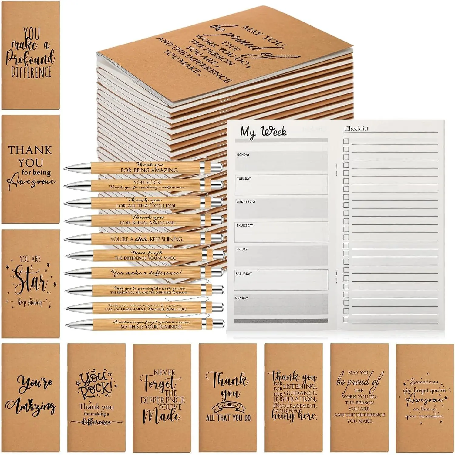 30 Set Inspirational Daily Weekly Planner with Pen Small Pocket Planners Do List Notepad 2026 Employee Appreciation Gifts for Team Coworker Staff Teacher Nurse Volunteer()