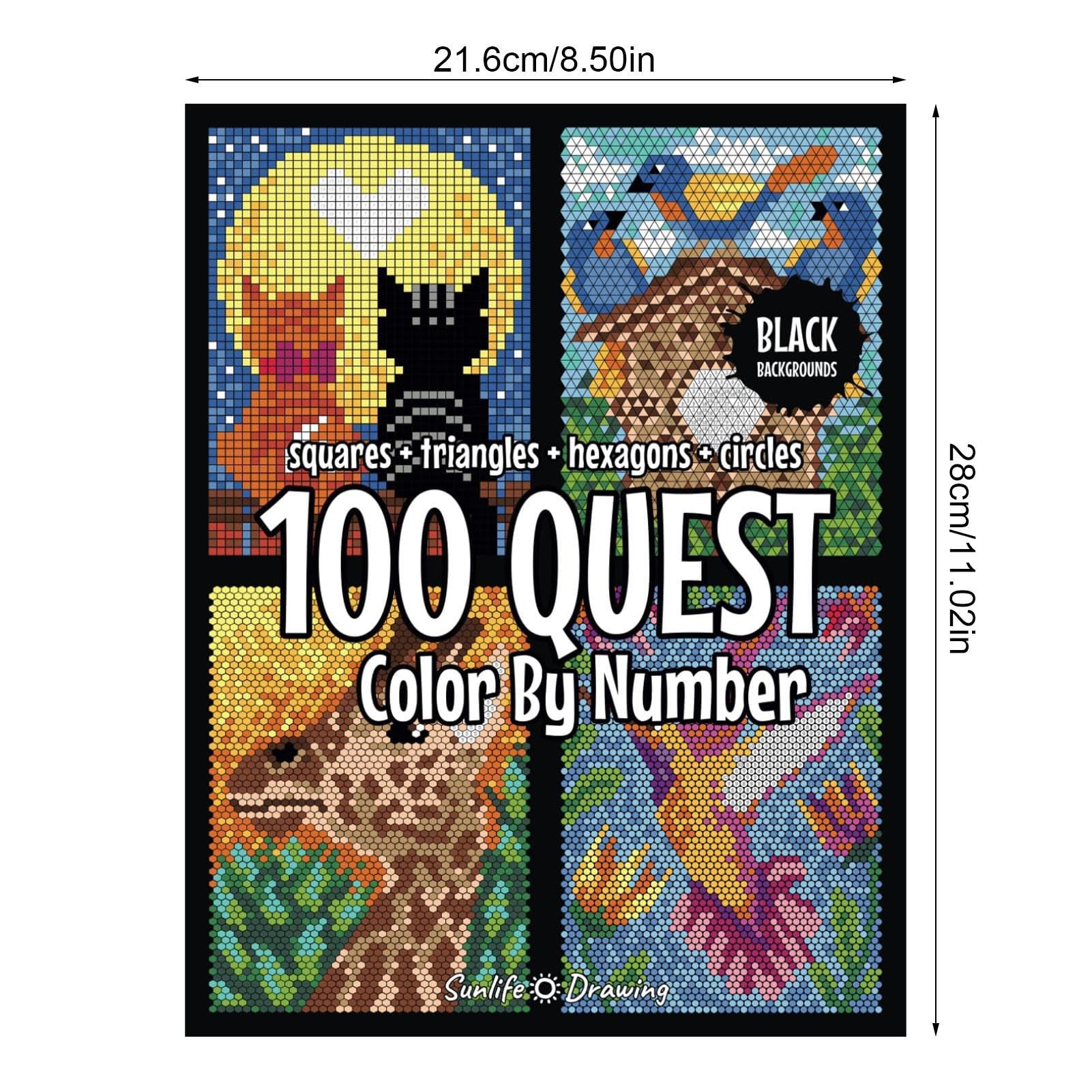 100 Questt Color-by-Number Book, 1 Count Large-Print Color-by-Number Coloring Book, Party Gift for Adults #GLOBAL PICKS