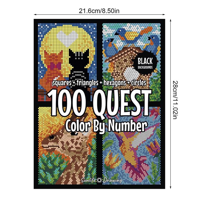 100 Questt Color-by-Number Book, 1 Count Large-Print Color-by-Number Coloring Book, Party Gift for Adults #TOP PICKS