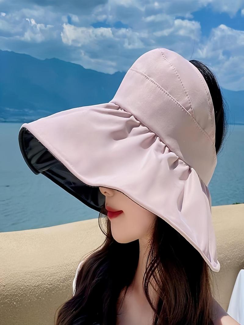 Women's Sun Protection Foldable Sun Hat, Casual Outdoor Travel Hat for Women & Girls, Fashion Accessories for Daily Wear, Sunhat