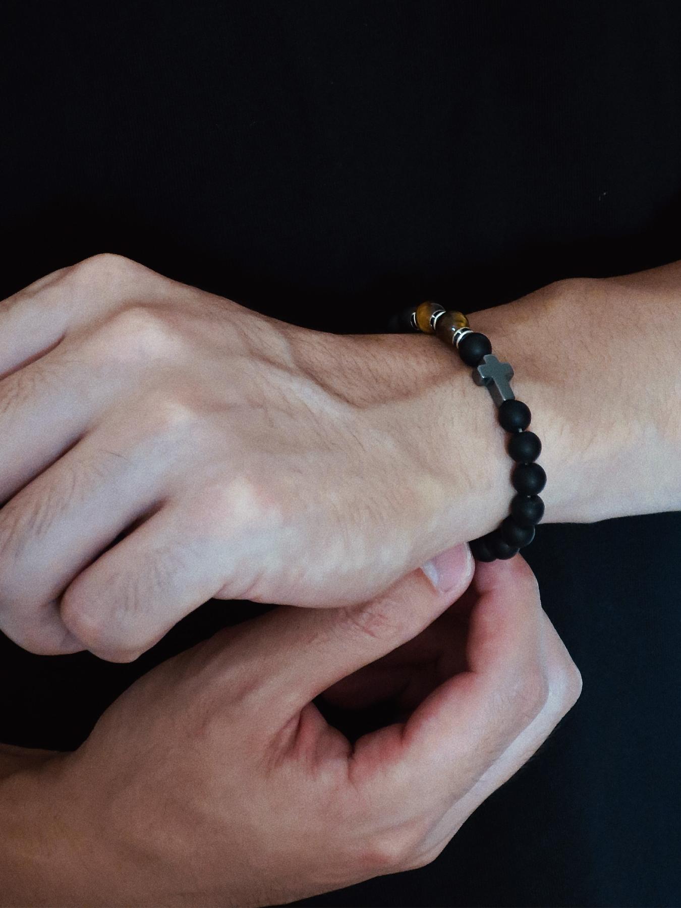 Cross Beaded Bracelet, Stackable Bracelets, Fashionable Beaded Bracelet for Men & Women, Trendy All-match & Exquisite Jewelry for Birthday Gift