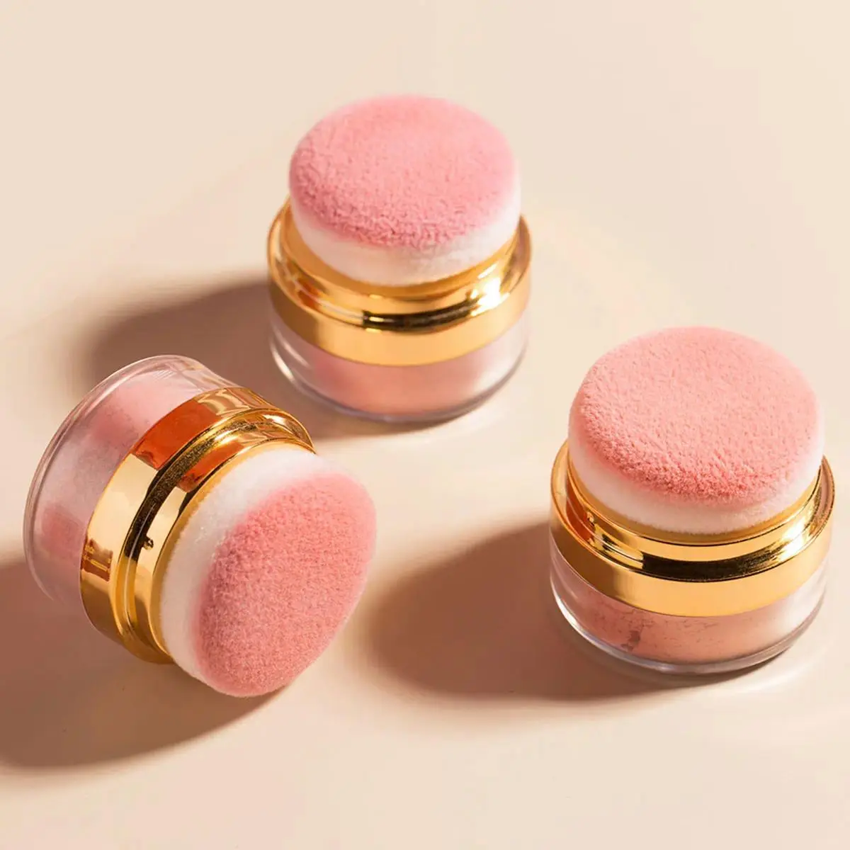 3-Shade Lazy Blush Beauty Products - Pearl Powder & Rose Oil Infused, Vegan Safe, Delicate Uniform Silky Smooth Powder, Light Makeup, Easy Touch-Up, Press Then Blend, Gentle Compact, For All Skin, Valentine's Day Gift, Brightens Face, Three Shades