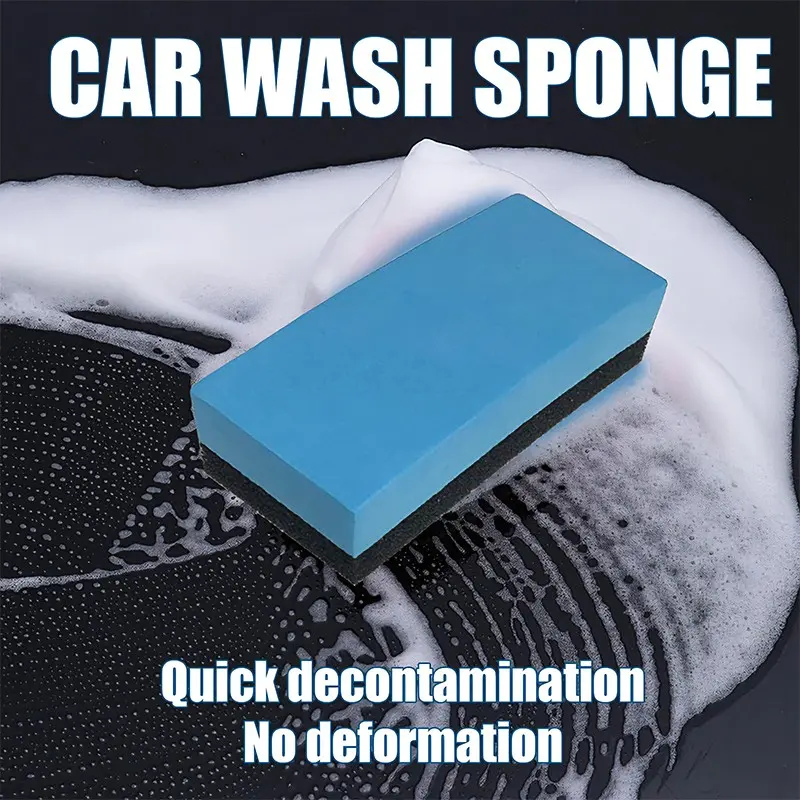 Car Sponge Applicator, Glass Nano Wax Coating Sponge, Blue Square Sponge Cloth, Car Wash Brush, Auto Care Accessory, Professional Detailers