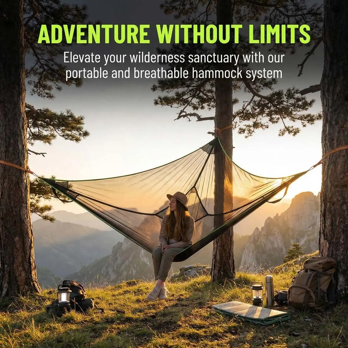 Triangular Hammock Outdoor Breathable Mesh Camping Hammock, Lightweight Portable, High Load Capacity, Perfect for Hiking and Photography
