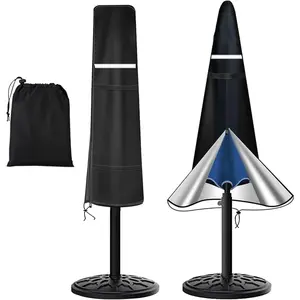 Umbrella Covers for Outdoor Umbrellas - Small Patio Umbrella Cover for 6 ft to 9 ft Outdoor Table Umbrella - Waterproof Windproof Anti-UV Outdoor Garden Parasol Cover with Cover Storage Bag, Black