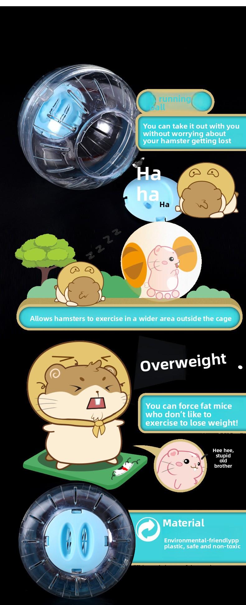 Hamster Exercise Ball with LED Light for Dwarf Syrian Bear Running Wheel Toy Pet Accessories Outdoor Indoor Play